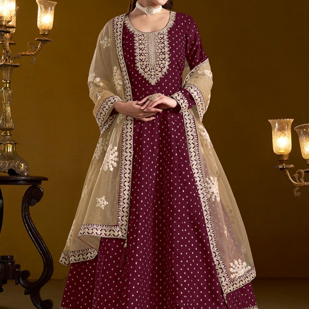 Indian Anarkali outfit - Wine color